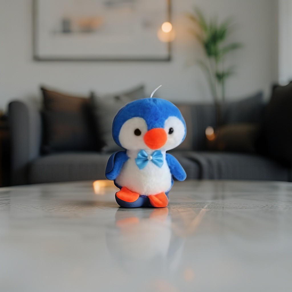 Blue - 8" Penguin Plush Toy with Bowknot - Super Soft Toy Cuddle Buddy LMI12218