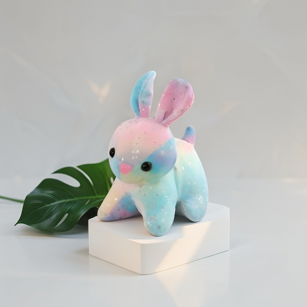Fuzzy Blue Rabbit Soft Toy with Star Glitter - Cute Plush Bunny for Kids LMI11911