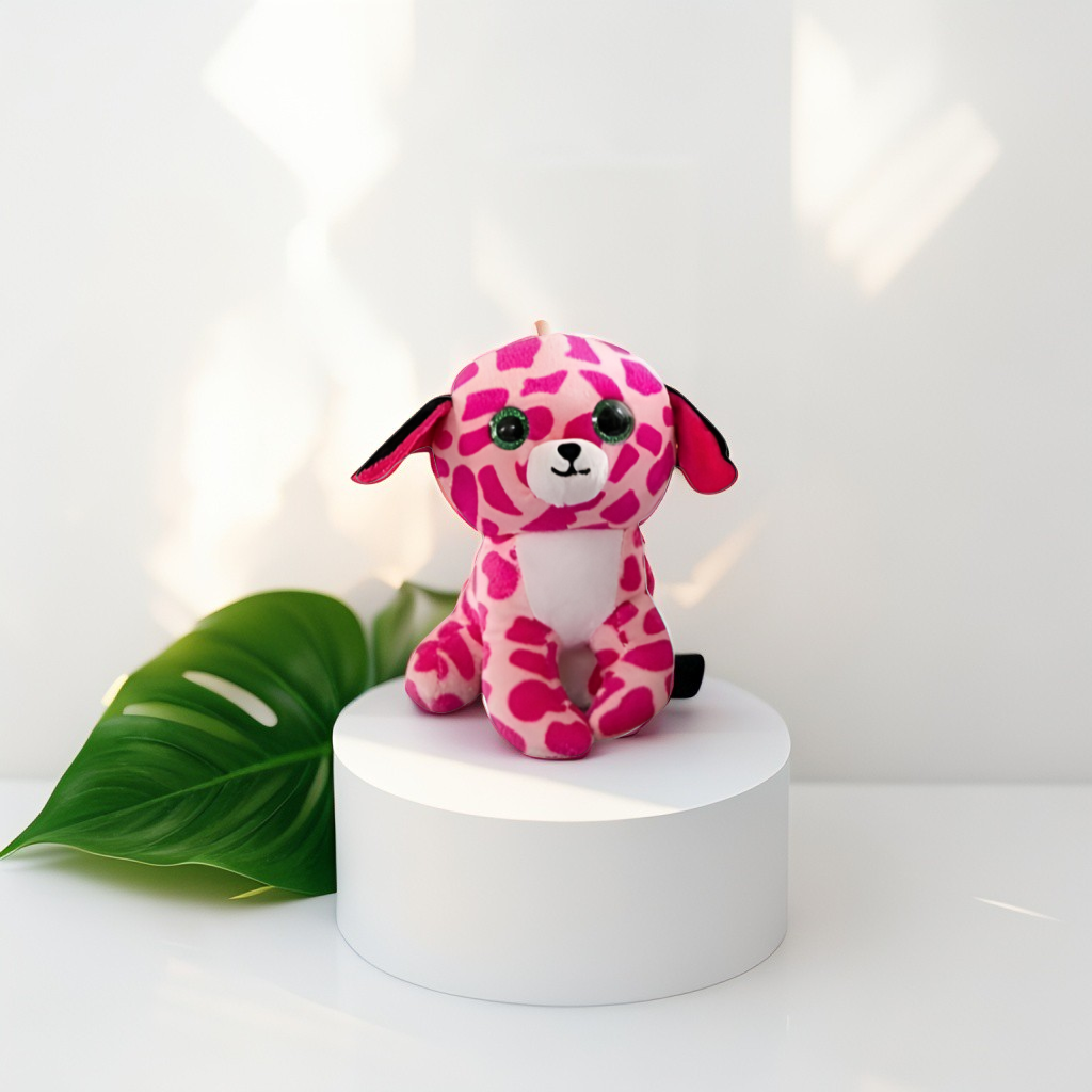 Cute Pink Spotted Puppy Dog Soft Toy - Beanie Boo Style Plush LMI11908