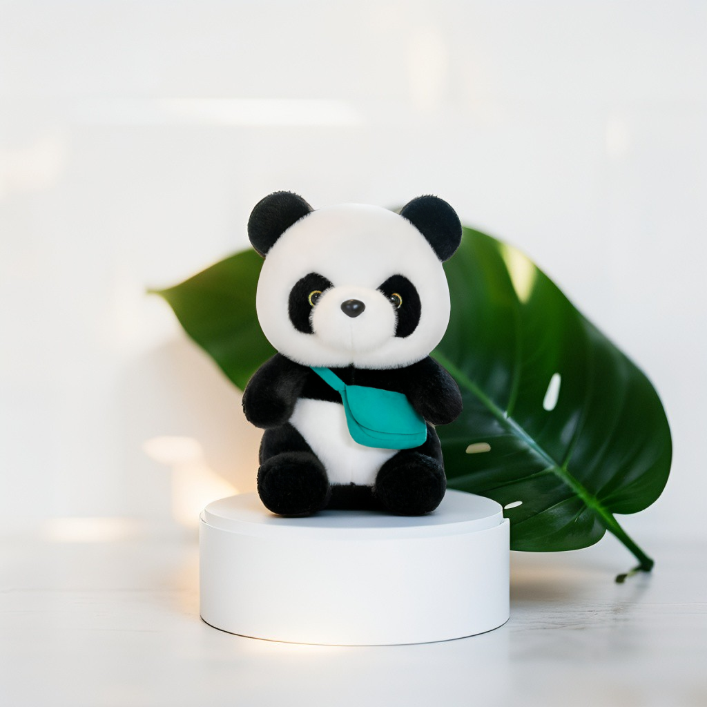 Cute Panda Plush Toy with Bag - 8-Inch Soft Toy Stuffed Animal for Kids & Adults LMI11083