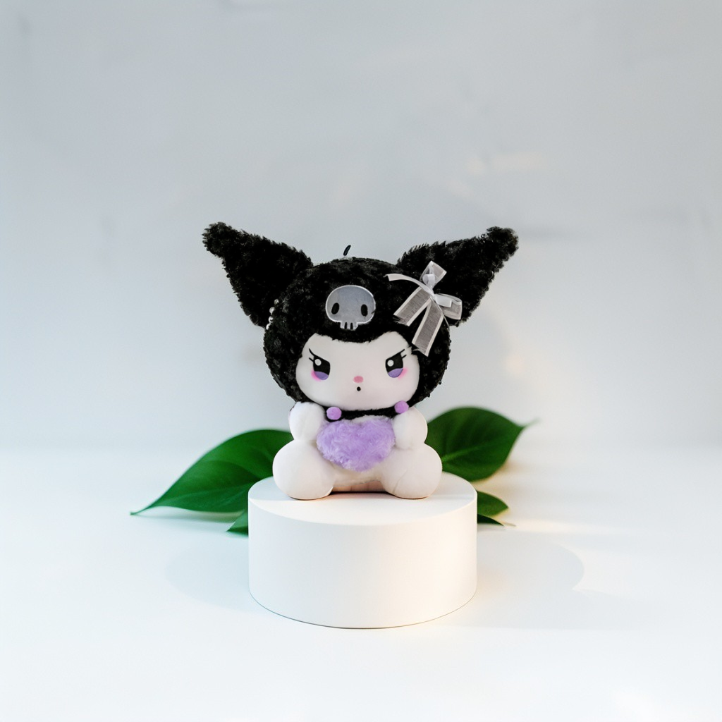 Black - Kuromi Soft Plush Toy 10 Inch – Cute Sanrio Stuffed Animal with Purple Heart LMI15435