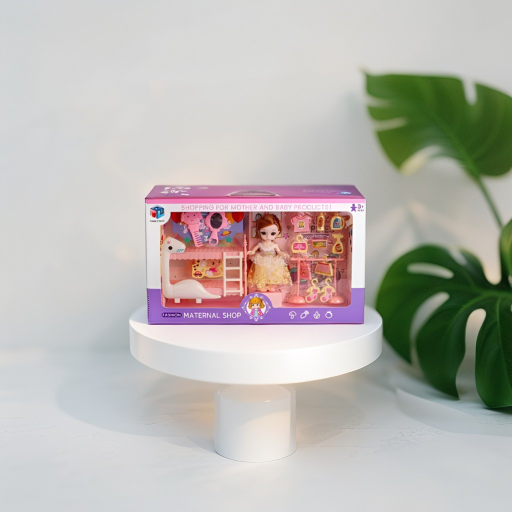 Baby Doll Nursery Playset with Crib & High Chair | Complete Barbie Doll Care Set for Toddlers & Girls, Pretend Play Toy NX12883