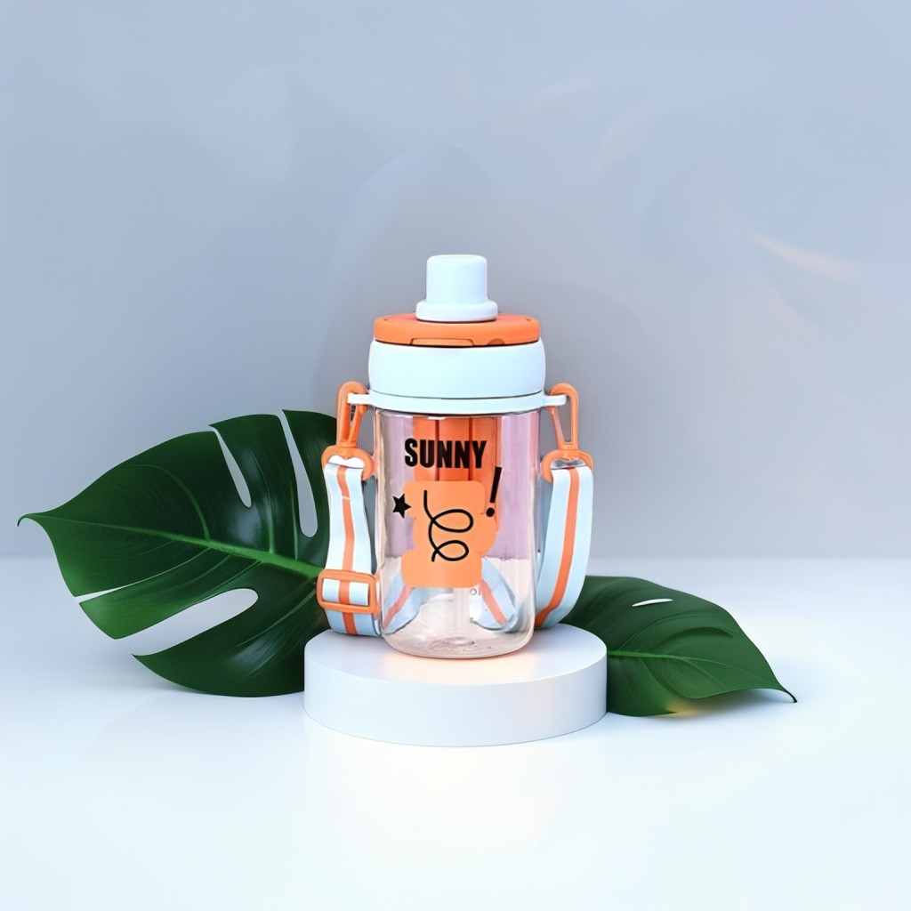 Blue - Leak-Proof Kids Water Bottle with Straw & Strap | Cute Sipper for School NOVGBT-50722