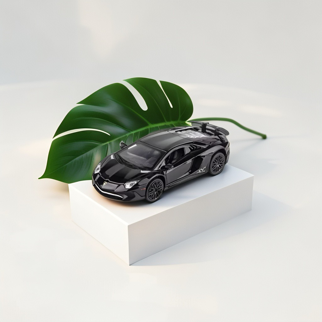 Black - Lamborghini Aventador LP750-4 Diecast Model Car 1:32 Scale – Mini Sports Car Toy for Kids.