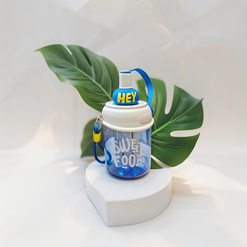 Blue - Cute Water Bottle with Strap for Kids | Leakproof Sipper Bottle for School, Girls & Boys NOVGBT-50720
