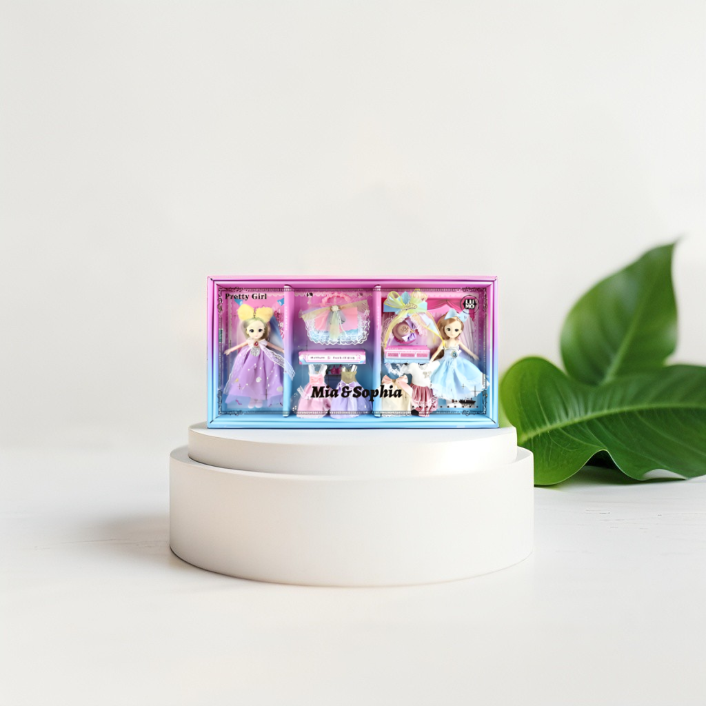 Sofia & Mia Barbie Inspired Doll Set for Girls – Includes 2 Fashion Dolls with Stylish Dresses, Shoes & Accessories LMI13120.