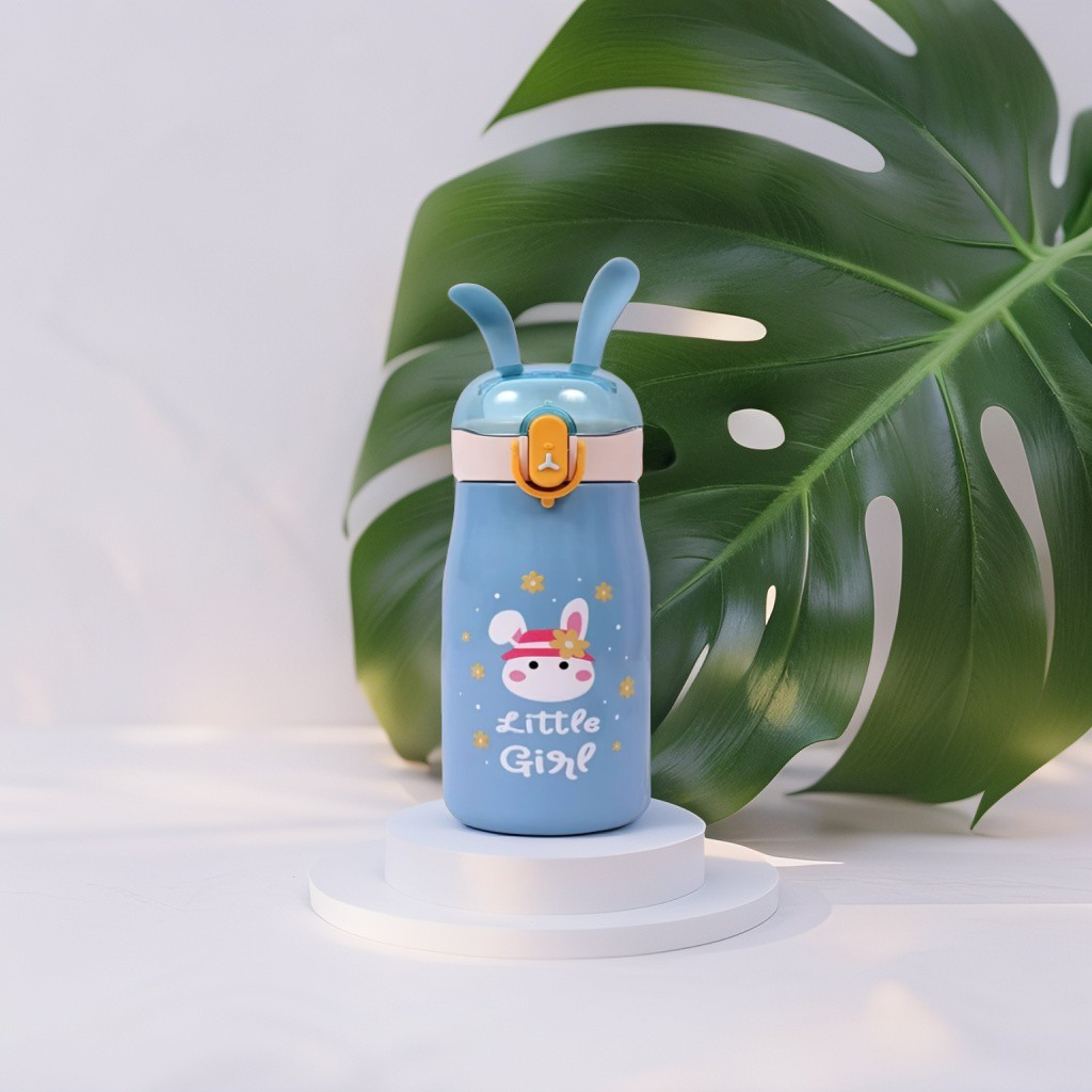 Rabbiyt Bunny Ears Water Bottle for Kids 300ml – Cute & Safe Sipper for School & Travel NOV3557.