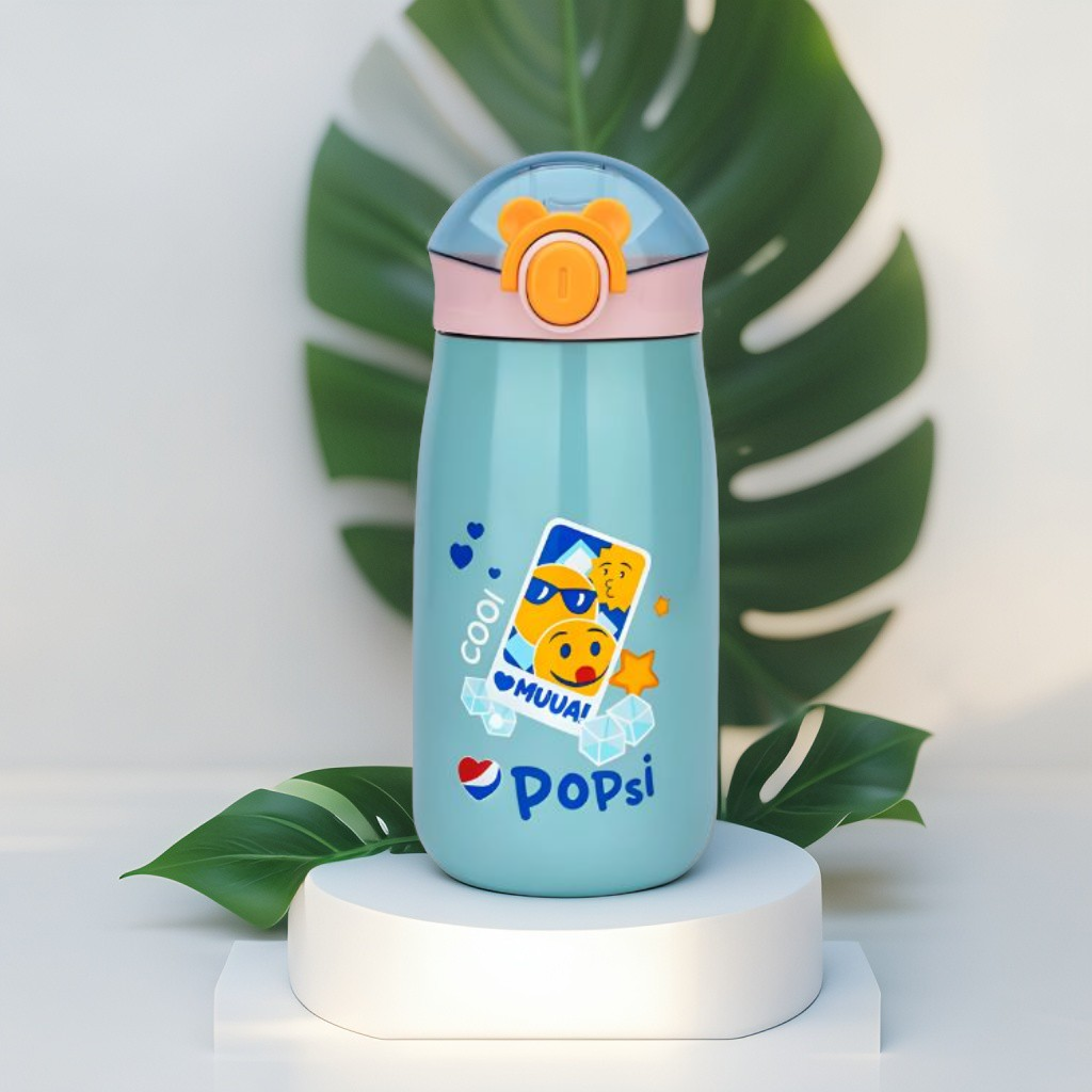 AquaBuddies – 500ml Cold Drink Water Bottle for Kids | Cute Print Straw Sipper | Leak-Proof & BPA-Free NOV3554.