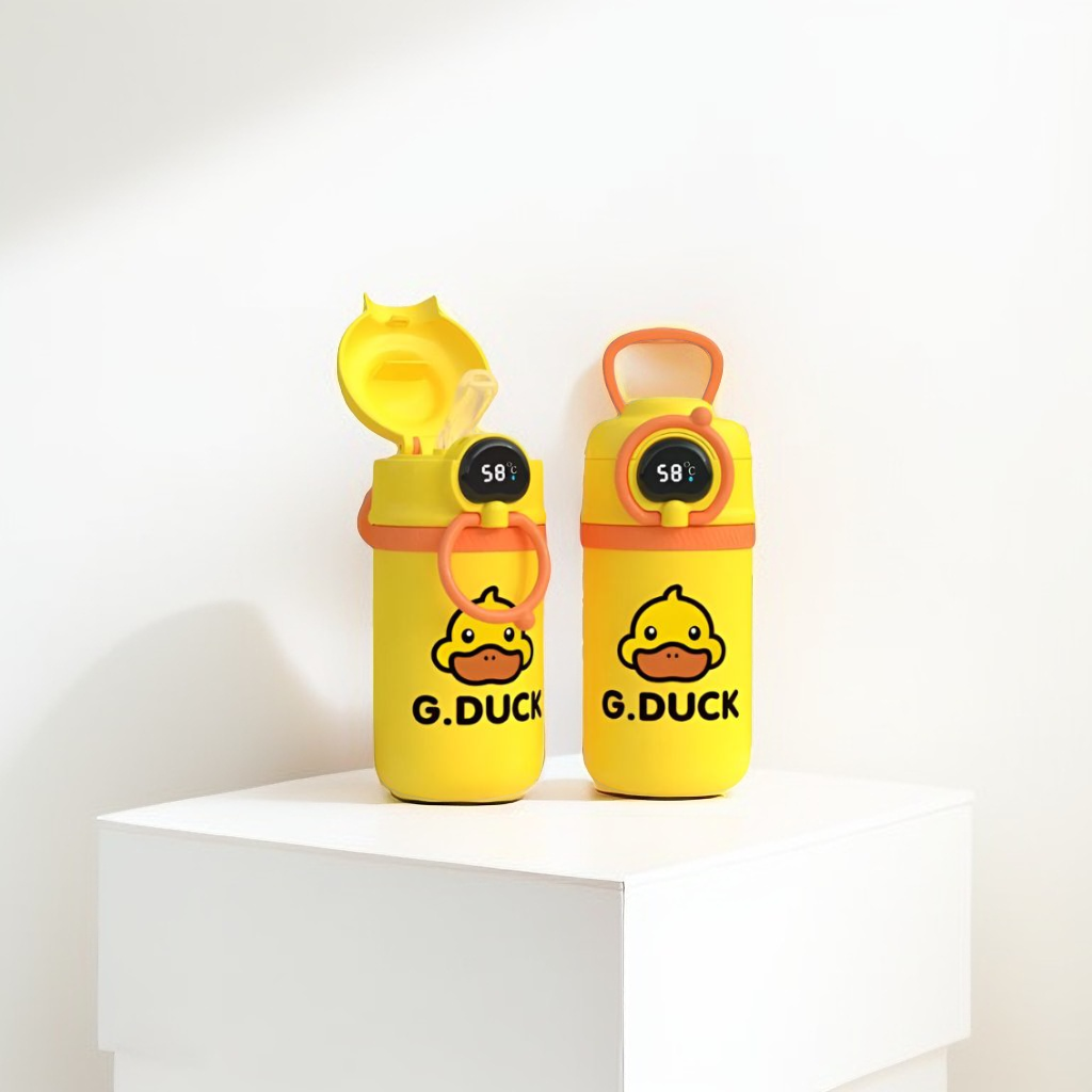 Smilquack - DuckySip – Cute Duck Water Bottle for Kids | 550ml with Temperature Display | BPA-Free & Leakproof NOV8342.