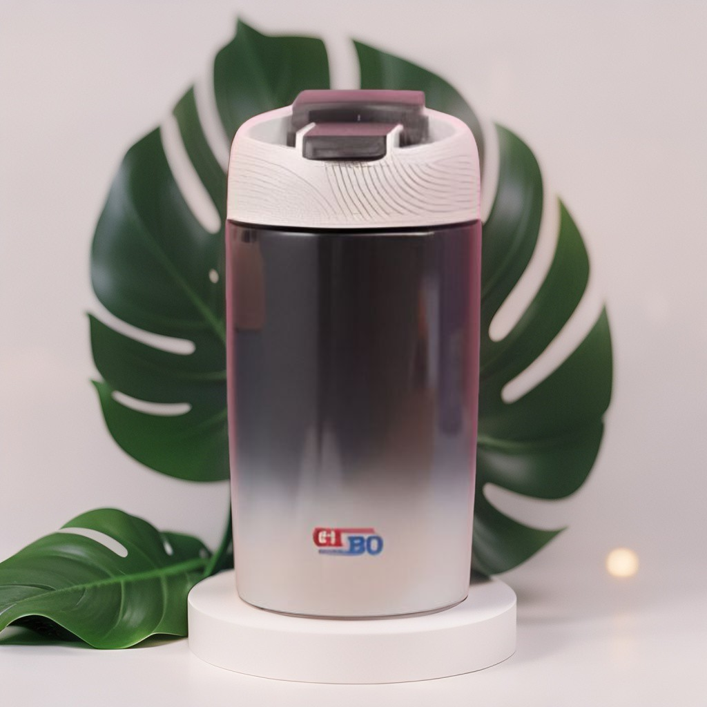 Black - Double Shaded 2-in-1 Water Bottle 370ml – Stylish & Compact for Office Workers NOV3295.