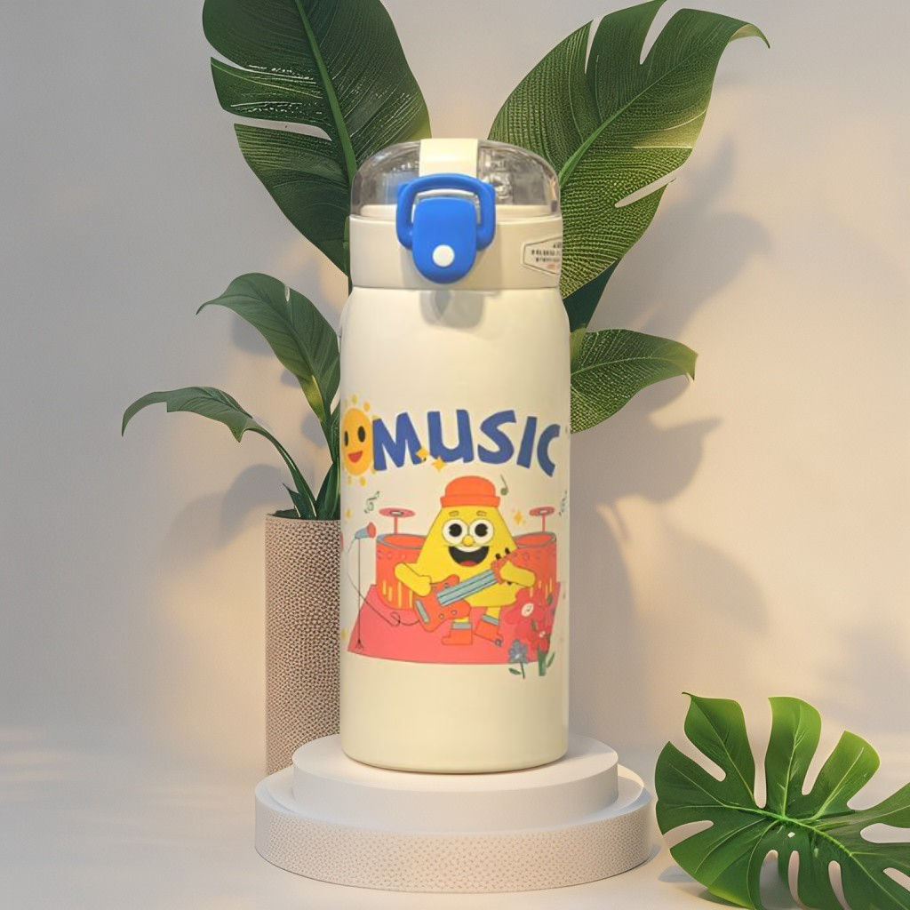 Yellow - Milo 500ml Stainless Steel Kids Water Bottle – Cute Print, Leak-Proof & BPA-Free NOV11551.