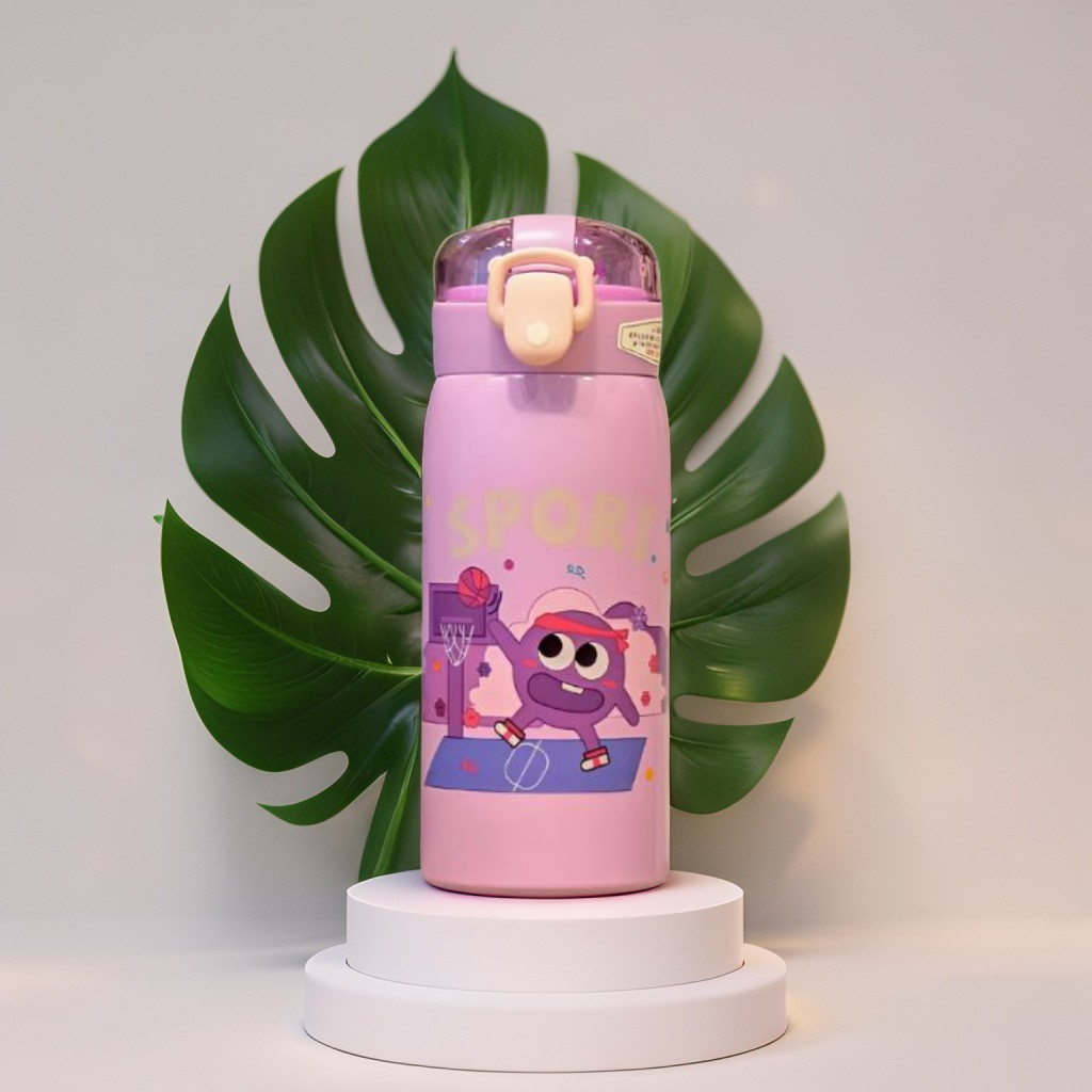 Pink - Milo 500ml Stainless Steel Kids Water Bottle – Cute Print, Leak-Proof & BPA-Free NOV11551.