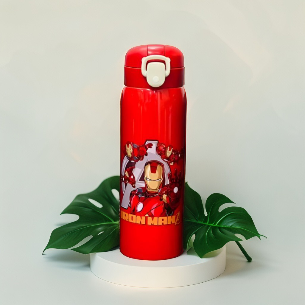 IronSip - Avengers Theme Sipper Bottle – Stainless Steel & Leakproof 500ml Push Button with Lock NOV8336.