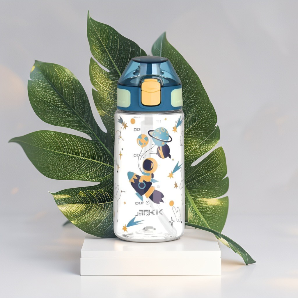 Blue - GalaxyJet Kids Water Bottle – 500ml Leakproof Bottle with Rocket & Astronaut Print for School & Travel NOV3313.