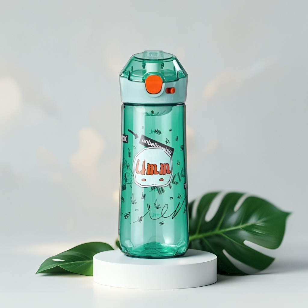 Green - AquaBliss – 400ml Stylish Printed Water Bottle - Leakproof & BPA-Free for School, Office & Travel NOV3312.