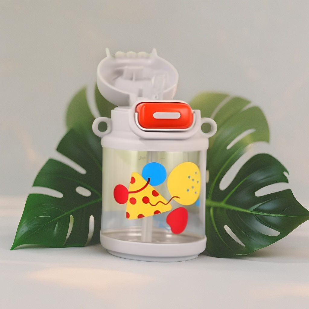 Grey - LittleSip – 700ml Kids Straw Water Bottle with Strap | Adorable Leakproof Design for School & Travel NOV6326.