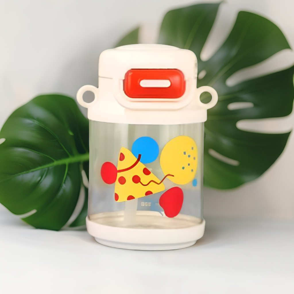 White - LittleSip – 700ml Kids Straw Water Bottle with Strap | Adorable Leakproof Design for School & Travel NOV6326.