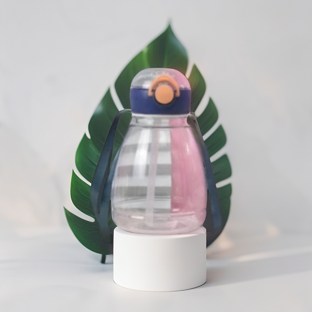 Blue - EcoSip - Reusable Plastic Bottle with Straw | Lightweight, Spill-Proof & Eco-Friendly Design NOV769.