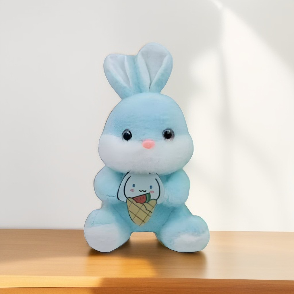 Blue - Adorable Long-Eared Bunny Plush – Soft & Cuddly Toy for Kids & Bunny Lovers 8 inch - MS14490.