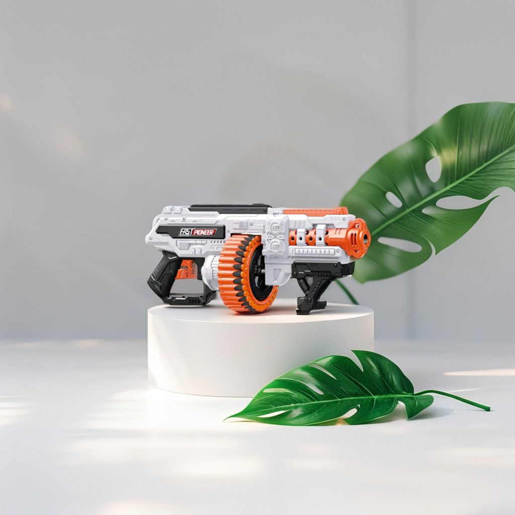 FAST PIONEER Toy Foam Dart Blaster Rifle | Automatic Drum Magazine with 48 Darts NX13651