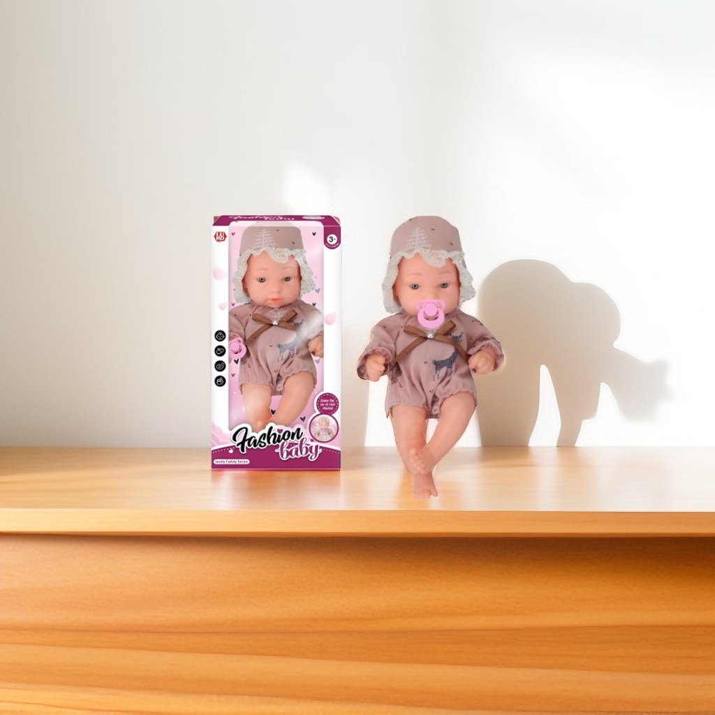 Cuddlie - Soft Vinyl Baby Doll Toy with Romper & Bonnet | Adorable Gift LMI15608.