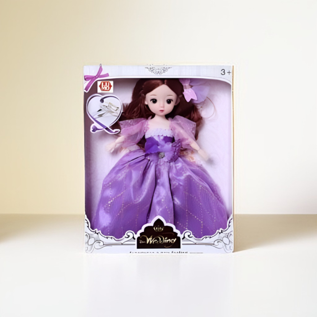 Elegant Princess Fashion Doll in Purple Ball Gown | Long Hair Wedding Dress Toy for Girls 3+ LMI10448