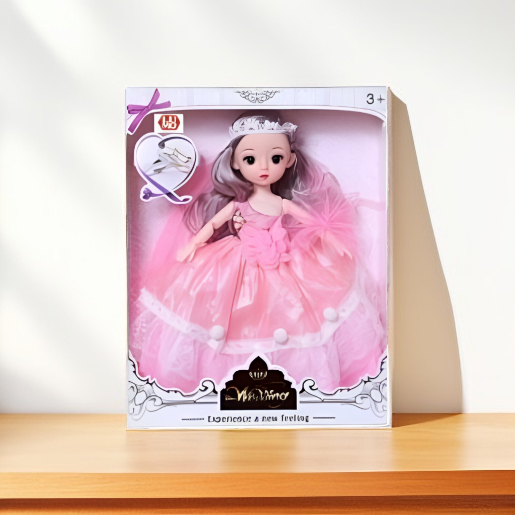 Beautiful Princess Wedding Doll in Pink Gown | Long Hair Fashion Doll with Accessories LMI10448