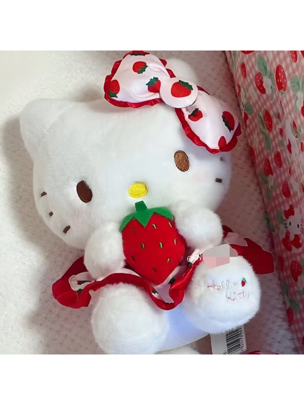 Berry Kitty Plush 12-Inch – Soft Strawberry Cat Plushie Doll for Kids, Cute Girl Room Decoration & Cuddly Gift - MS14015