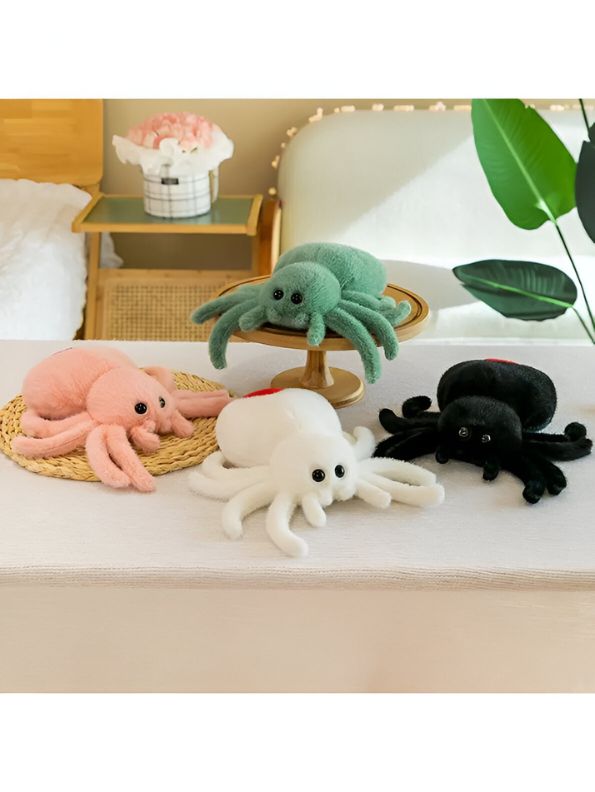 PINK - Scarlet Spinner 8-Inch Soft Plush Spider – Cute Stuffed Animal Toy for Kids & Gifts - MS14126