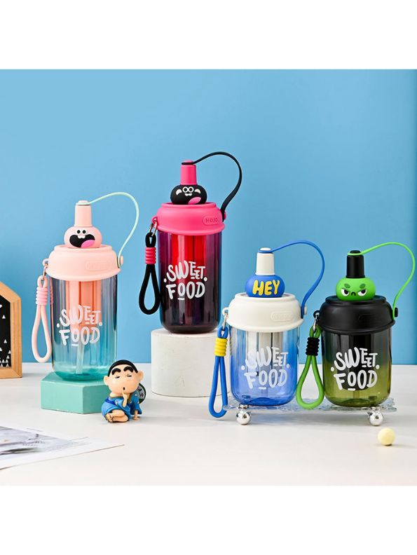 Baby Pink - Cute Water Bottle with Strap for Kids | Leakproof Sipper Bottle for School, Girls & Boys NOVGBT-50720