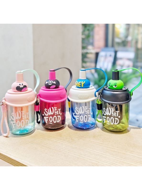 Baby Pink - Cute Water Bottle with Strap for Kids | Leakproof Sipper Bottle for School, Girls & Boys NOVGBT-50720
