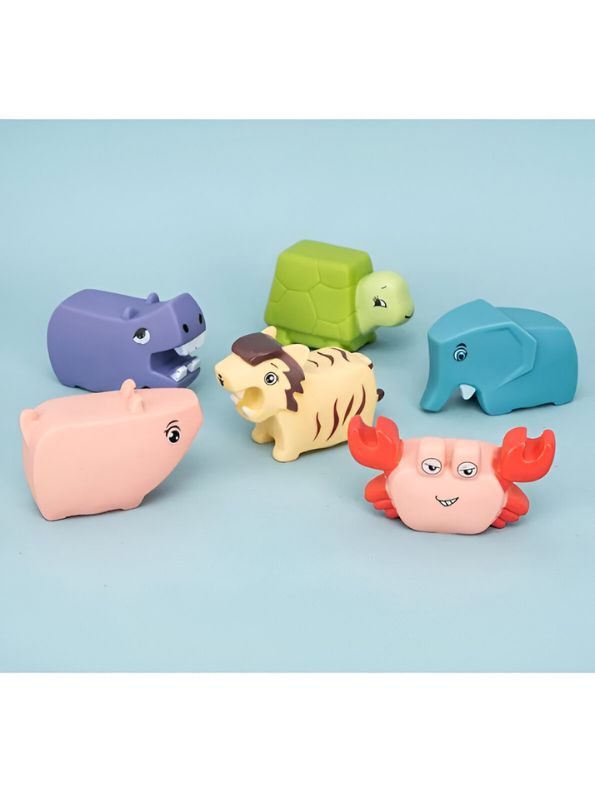 RubberJoy Critters – Colorful Squeaky Bath Toys for Kids | Soft Vinyl Cartoon Animals | Educational & Fun Tub Time Toy Set