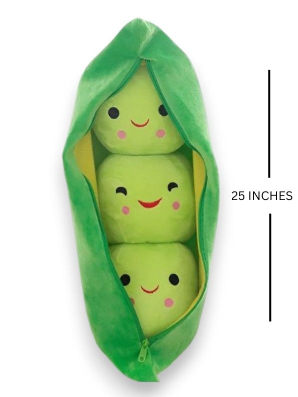 GREEN - Smiley Pea Pod Plush Toy – 25cm Detachable Bean Set | Cute Stuffed Vegetable Toy for Kids - MS14493 (Copy)