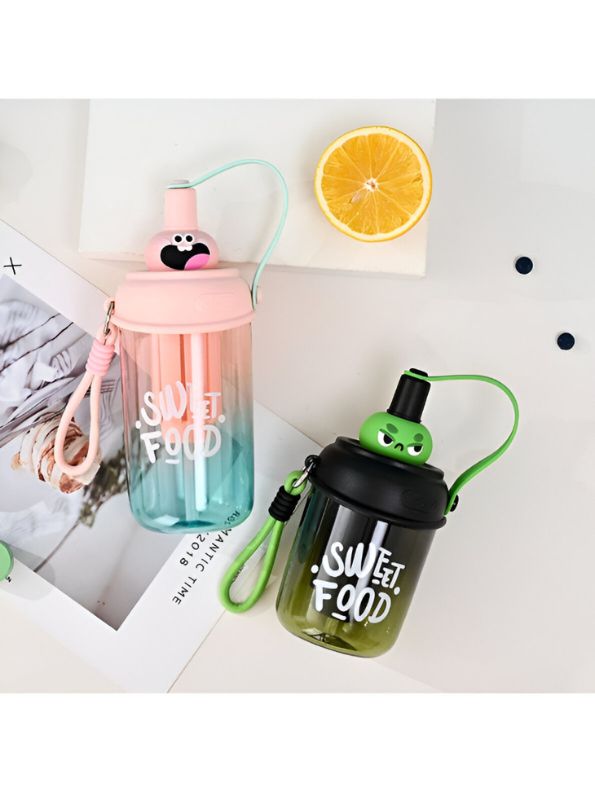 Baby Pink - Cute Water Bottle with Strap for Kids | Leakproof Sipper Bottle for School, Girls & Boys NOVGBT-50720
