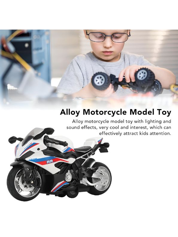 Alloy Motorcycle Model Toy | White Edition - Pull Back Action Bike for Kids.