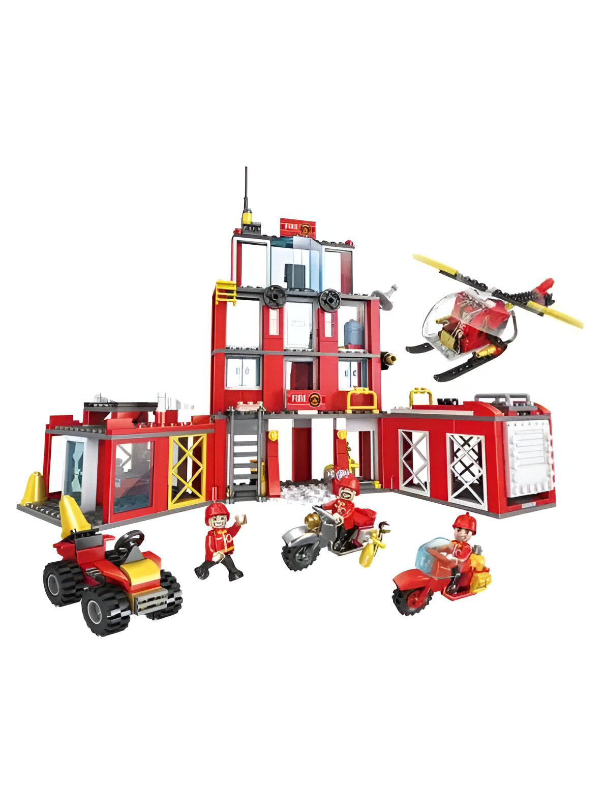 Fire Titan X - Ultimate Multi-Force Fire Rescue Fleet with Aerial & Ground Command | Building Block games for kids - MD1006