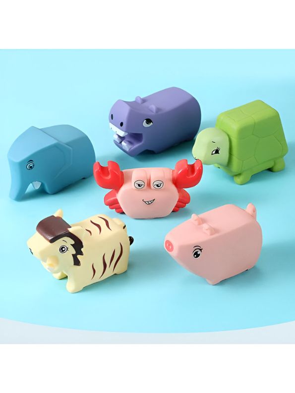 RubberJoy Critters – Colorful Squeaky Bath Toys for Kids | Soft Vinyl Cartoon Animals | Educational & Fun Tub Time Toy Set