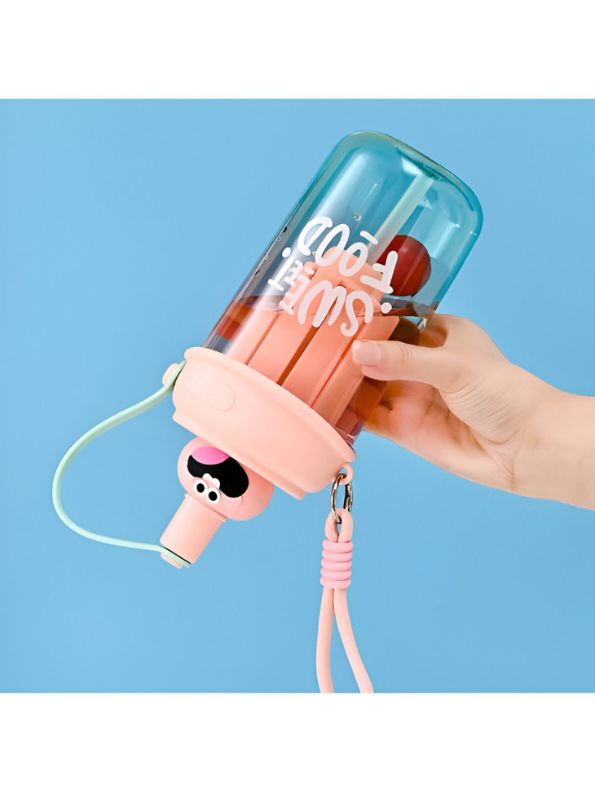 Baby Pink - Cute Water Bottle with Strap for Kids | Leakproof Sipper Bottle for School, Girls & Boys NOVGBT-50720