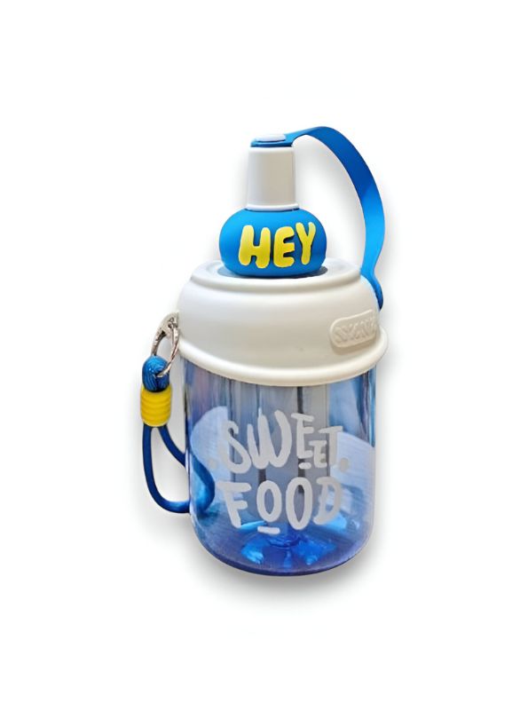 Blue - Cute Water Bottle with Strap for Kids | Leakproof Sipper Bottle for School, Girls & Boys NOVGBT-50720
