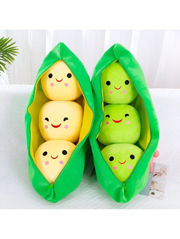 GREEN - Smiley Pea Pod Plush Toy – 25cm Detachable Bean Set | Cute Stuffed Vegetable Toy for Kids - MS14493 (Copy)