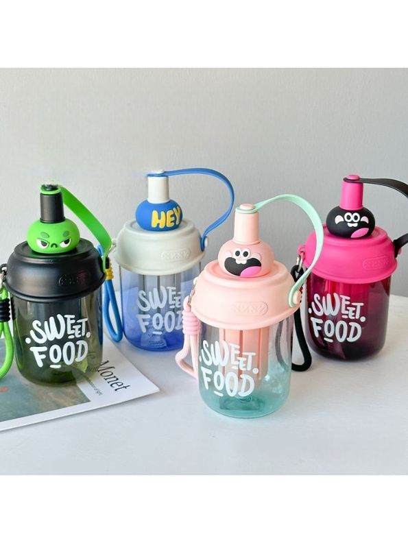 Baby Pink - Cute Water Bottle with Strap for Kids | Leakproof Sipper Bottle for School, Girls & Boys NOVGBT-50720