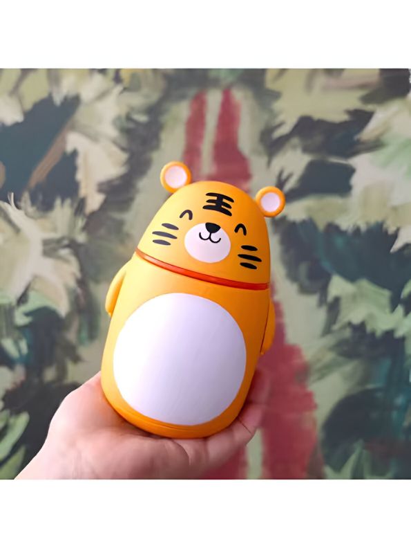 Orange - TigrisElite – Adorable Tiger Glass Water Bottle for Kids | Cute & Eco-Friendly Leakproof Bottle - NS551