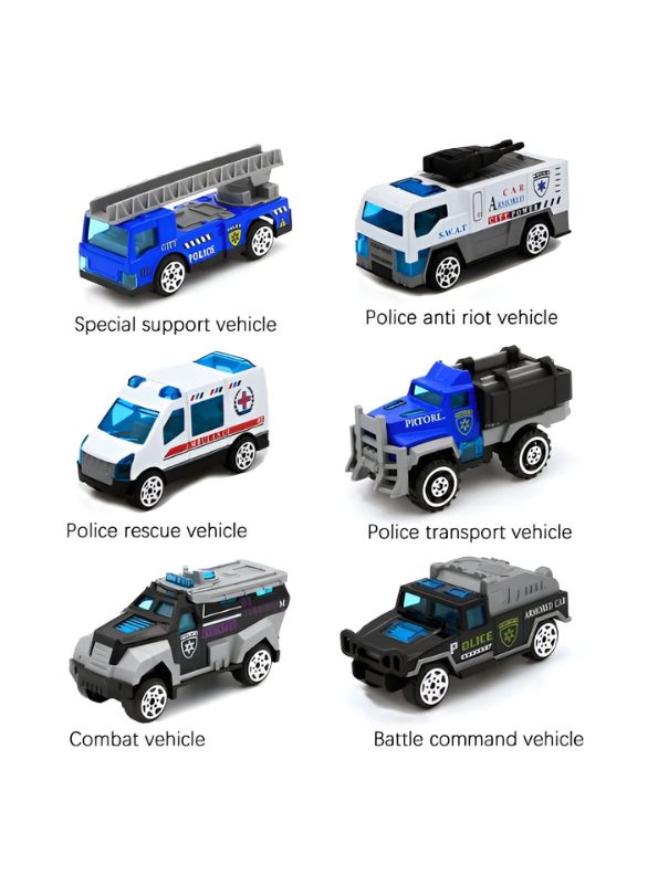 MiniCops Patrol Set – Diecast Metal Police Car Toy Set for Kids | Mini Police Vehicles Playset - LMI13672