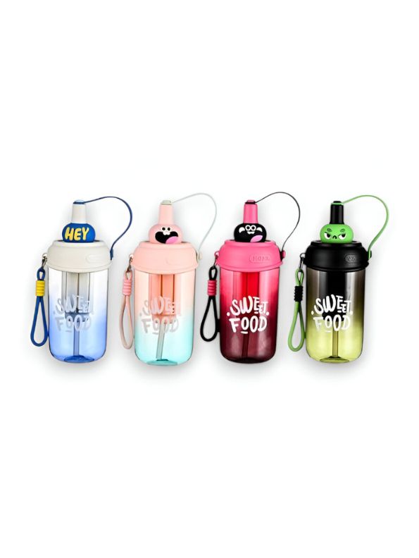Baby Pink - Cute Water Bottle with Strap for Kids | Leakproof Sipper Bottle for School, Girls & Boys NOVGBT-50720