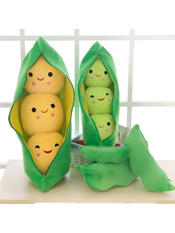 GREEN - Smiley Pea Pod Plush Toy – 25cm Detachable Bean Set | Cute Stuffed Vegetable Toy for Kids - MS14493 (Copy)
