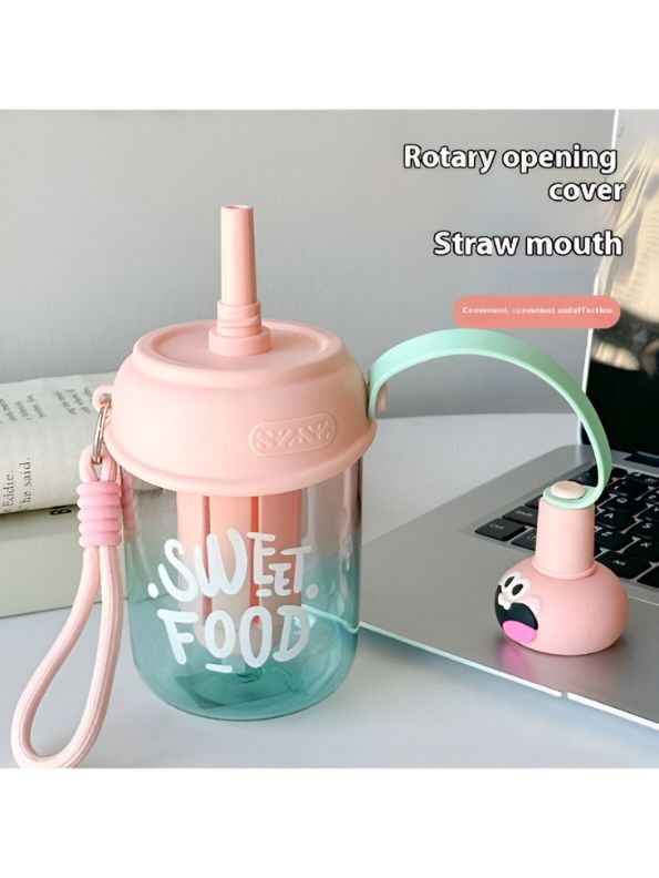 Baby Pink - Cute Water Bottle with Strap for Kids | Leakproof Sipper Bottle for School, Girls & Boys NOVGBT-50720