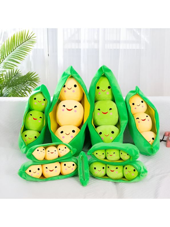 GREEN - Smiley Pea Pod Plush Toy – 25cm Detachable Bean Set | Cute Stuffed Vegetable Toy for Kids - MS14493 (Copy)