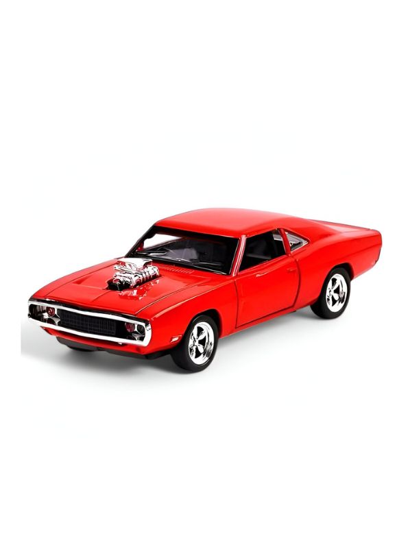 Red 1970 Dodge Charger Diecast Car Metal Model – Fast Furious Edition Scale 1:32