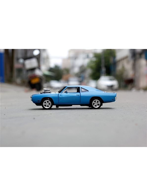 Blue - 1970 Dodge Charger Diecast Car Metal Model – Fast & Furious 7 Edition - Scale 1:32 - TV4893.