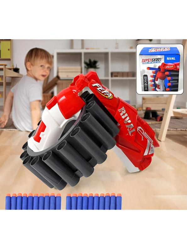 Red - SharpShot Revolver Blaster – Soft Bullet Blaster | Super Shoot Action Toy Gun for Boys and Girls.